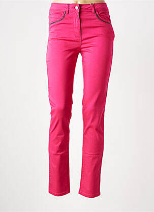 Pantalon slim țesătură poplin mărime normală roz DIANE LAURY femeie