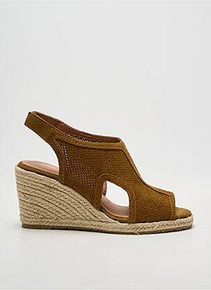 Espadrile vârf deschis toc de 7 la 9 cm maro EMILIE KARSTON femeie