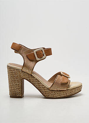 Sandale/pantofi decupați semi compensat toc de 7 la 9 cm maro EMILIE KARSTON femme