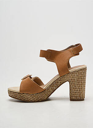 Sandale/pantofi decupați semi compensat toc de 7 la 9 cm maro EMILIE KARSTON femme