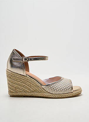 Espadrile țesătură satinată toc de 7 la 9 cm auriu EMILIE KARSTON femeie
