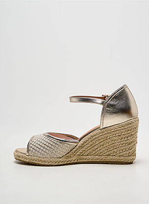 Espadrile țesătură satinată toc de 7 la 9 cm auriu EMILIE KARSTON femeie