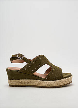 Espadrile țesătură satinată toc de 4 la 6 cm verde EMILIE KARSTON femeie