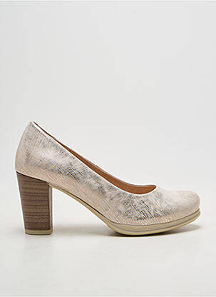 Pantofi cu toc țesătură satinată toc de 7 la 9 cm auriu KARSTON femeie