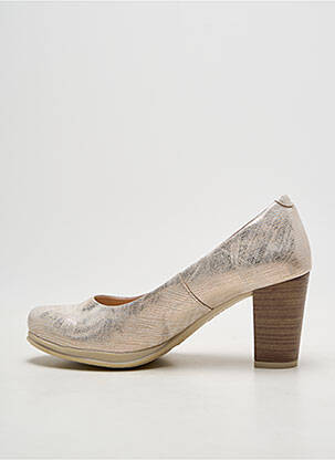 Pantofi cu toc țesătură satinată toc de 7 la 9 cm auriu KARSTON femeie