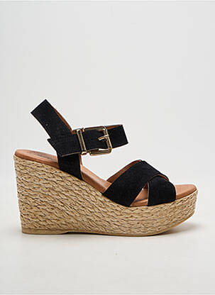 Sandale/pantofi decupați toc platformă toc de 7 la 9 cm negru EVA FRUTOS femme