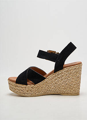 Sandale/pantofi decupați toc platformă toc de 7 la 9 cm negru EVA FRUTOS femme