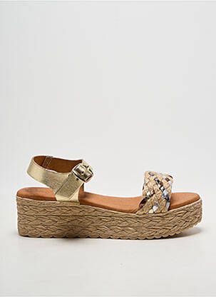 Sandale/pantofi decupați țesătură satinată toc de 4 la 6 cm auriu EVA FRUTOS femme