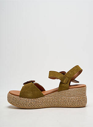 Sandale/pantofi decupați toc platformă toc de 7 la 9 cm verde EVA FRUTOS femme