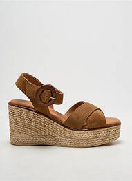 Sandale/pantofi decupați toc platformă toc de 7 la 9 cm maro EVA FRUTOS femme
