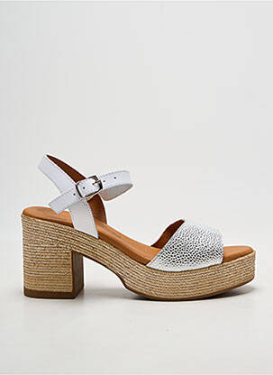 Sandale/pantofi decupați semi compensat toc de 7 la 9 cm argintiu EVA FRUTOS femme