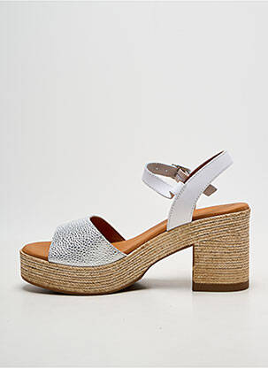 Sandale/pantofi decupați semi compensat toc de 7 la 9 cm argintiu EVA FRUTOS femme