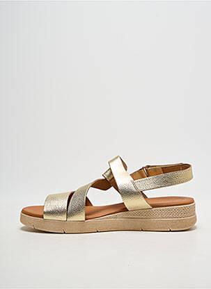 Sandale/pantofi decupați țesătură satinată toc de 4 la 6 cm auriu EVA FRUTOS femme