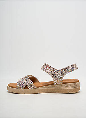 Sandale/pantofi decupați țesătură satinată toc de 4 la 6 cm bej EVA FRUTOS femme