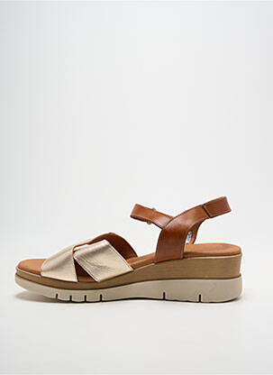 Sandale/pantofi decupați țesătură satinată toc de 4 la 6 cm auriu EVA FRUTOS femme