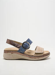 Sandale/pantofi decupați țesătură satinată toc de 4 la 6 cm albastru SUAVE femme