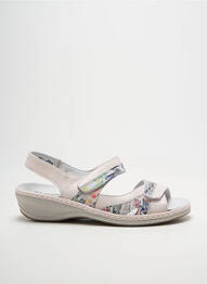 Sandale/pantofi decupați țesătură satinată toc de 4 la 6 cm bej SUAVE femme