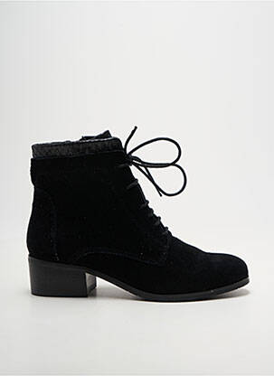 Botine/ghete țesătură satinată toc de 4 la 6 cm negru SWEET femeie