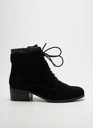 Botine/ghete țesătură satinată toc de 4 la 6 cm negru SWEET femme
