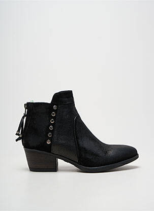Botine/ghete țesătură satinată toc de 4 la 6 cm negru BASTIANI femeie