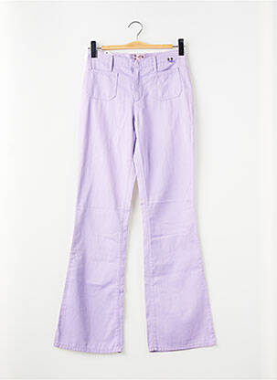 Pantalon evazat țesătură poplin violet CIMARRON fată