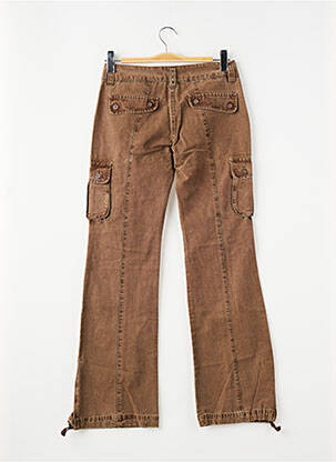 Pantalon cargo țesătură denim maro LA FEE MARABOUTEE fată