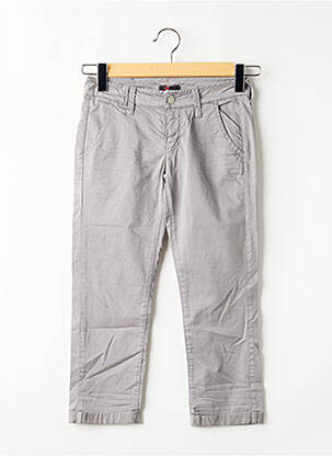 Pantalon 7/8 țesătură poplin talie joasă gri CHIPIE femeie