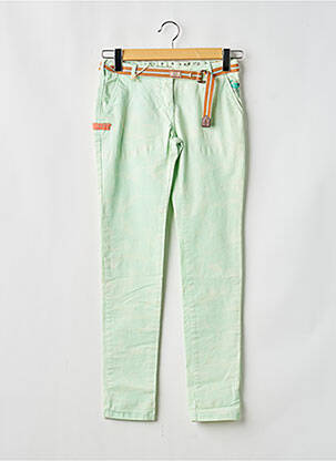 Pantalon chino țesătură poplin mărime reglabilă verde SCOTCH R'BELLE fată