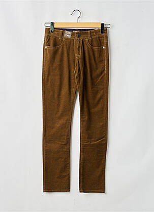 Pantalon slim țesătură catifea mărime reglabilă maro JEAN BOURGET fată