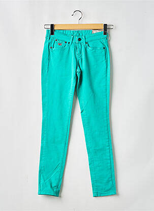 Blugi cu croială slim talie joasă mărime reglabilă verde PEPE JEANS fată