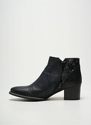 Botine/ghete țesătură satinată toc de 4 la 6 cm negru MKD femeie