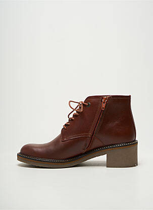 Botine/ghete țesătură satinată toc de 4 la 6 cm maro KICKERS femeie