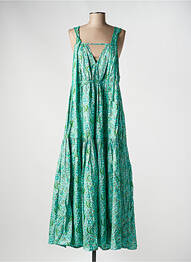 Rochie lungă imprimeu floral fără mâneci verde RHUM RAISIN femeie