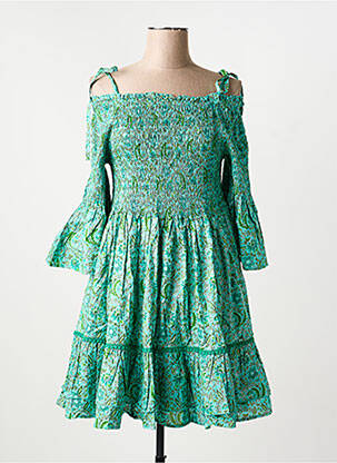 Rochie scurtă mâneci scurte mâneci scurte verde RHUM RAISIN femeie