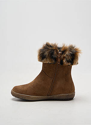 Botine/ghete țesătură țesătură cu sclipici vârf rotund maro REQINS fată