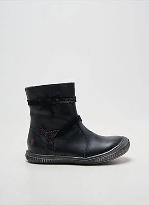 Botine/ghete țesătură satinată vârf rotund negru GBB fată
