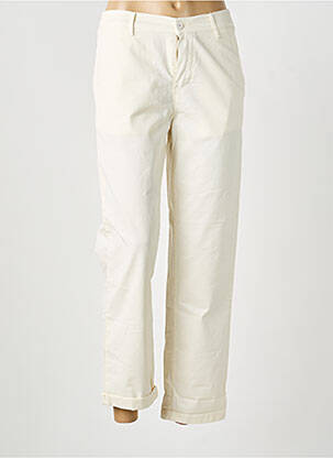Pantalon drept talie elastică alb HAPPY femeie