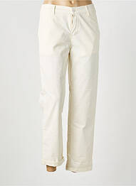 Pantalon drept închidere cu fermoar sub clapetă cu nasturi alb HAPPY femme