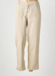 Pantalon drept închidere cu fermoar sub clapetă cu nasturi bej deschis HAPPY femme