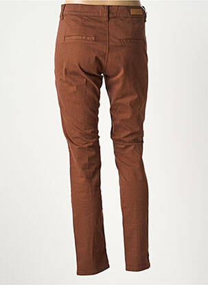 Pantalon chino țesătură poplin mărime normală maro HAPPY femeie