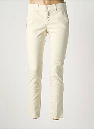 Pantalon chino țesătură poplin mărime normală bej HAPPY femeie