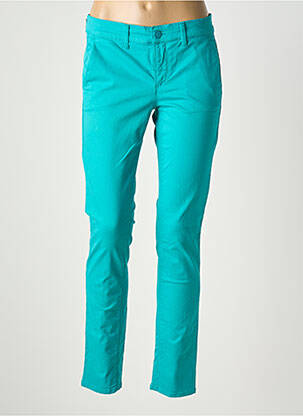 Pantalon chino țesătură poplin mărime normală albastru HAPPY femeie