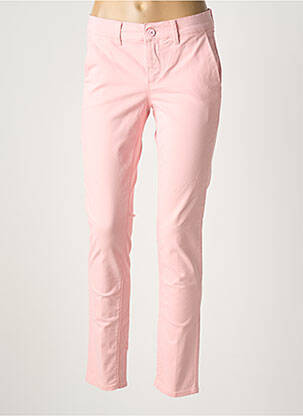 Pantalon chino țesătură poplin mărime normală roz HAPPY femeie