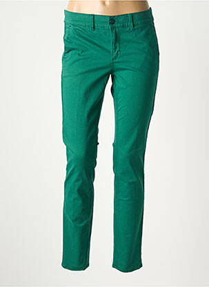 Pantalon chino țesătură poplin mărime normală verde HAPPY femeie