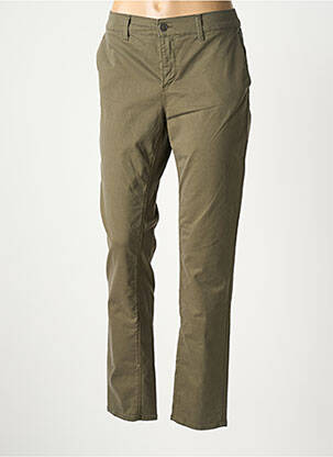 Pantalon chino țesătură poplin mărime normală verde închis HAPPY femeie