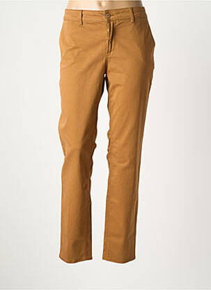 Pantalon chino țesătură poplin mărime normală galben HAPPY femeie