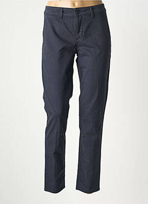 Pantalon chino țesătură poplin mărime normală albastru HAPPY femeie