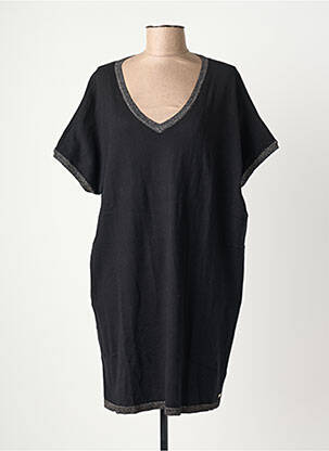 Rochie pulover croială dreaptă mâneci scurte negru LPB femeie