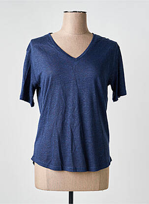 Tricou guler în v mâneci scurte albastru NOTSHY femeie