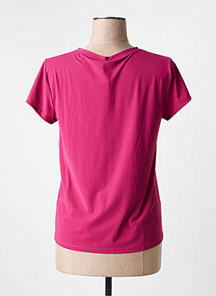 Tricou guler în v mâneci scurte roz INDIES femeie